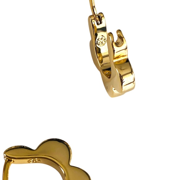 NEW Tory Burch Kira Profile Gold Flower Hoop Earrings Rtl $140 - Picture 4 of 5